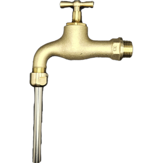 Mosiężny zawór 1/2" do poboru próbek wody z wylewką ze stali nierdzewnej